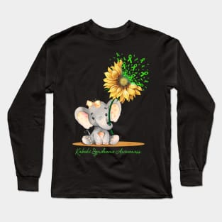 Kabuki Syndrome Awareness Cute Elephant Sunflower Lime Long Sleeve T-Shirt